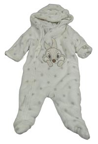 Bílá chlupatá zateplená kombinéza s Thumperem a kapucí C&A