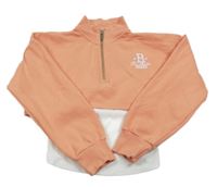 Meruňková crop mikina s nápisem a všitým topem River Island