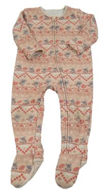 Růžový vzorovaný teplákový overal se Stitchem George