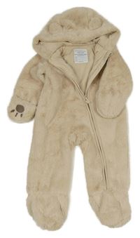 Béžová kožešinová podšitá kombinéza s kapucí Primark