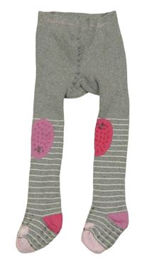 Šedo-bílé thermo punčocháče s pruhy