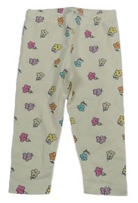 Krémové květované capri legíny