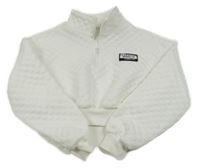 Bílá prošívaná crop mikina s nášivkou Shein