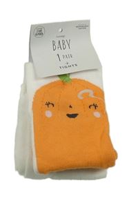 Nové - Bílo-oranžové punčocháče s dýní George