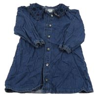 Tmavomodré riflové propínací šaty s límečkem Denim Co.