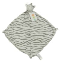 Nové - Bílo-šedý vzorovaný plyšový usínáček se zebrou