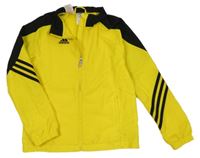 Hořčicovo-černá šusťáková sportovní bunda s logem Adidas