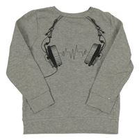 Šedá melírovaná mikina se sluchátky Bluezoo