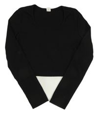 Černé žebrované crop triko Shein