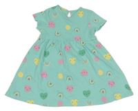 Tyrkysové bavlněné šaty se srdíčky a duhami V by Very