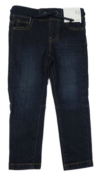 Nové - Tmavomodré slim rifle s úpletovým pasem Denim Co.