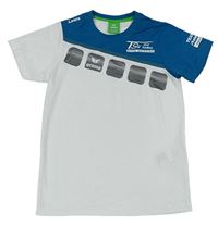 Bílo-tyrkysové sportovní funkční tričko s logem Erima 
