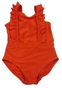 Červené jednodílné plavky s volánky Mothercare