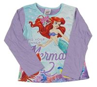 Lila-světlemodré pyžamové triko s Ariel Disney