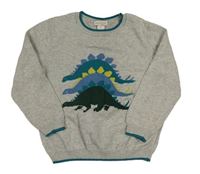 Šedý lehký svetr s dinosaury Mothercare