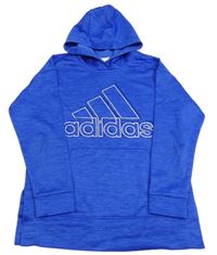 Modrá melírovaná sportovní mikina s logem a kapucí - Adidas