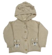 Světlebéžový propínací svetr s medvědy a kapucí Lupilu