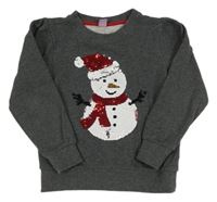 Tmavošedá mikina se sněhulákem z flitrů Dopodopo