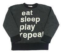 Tmavošedo-černý svetr s nápisem H&M