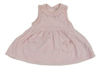 Světlerůžové sametové šaty s výšivkou Debenhams