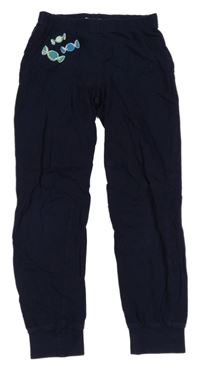 Tmavomodré pyžamové kalhoty s potiskem Alive