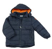 Tmavomodrá šusťáková zimní bunda s kapucí H&M