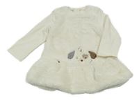 Smetanové teplákové/kožešinové šaty s pejskem Mayoral