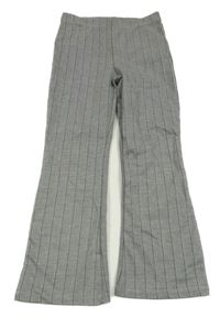 Šedé pruhované flare kalhoty 
