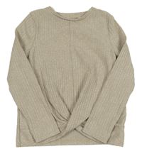 Béžové žebrované úpletové triko s uzlem C&A