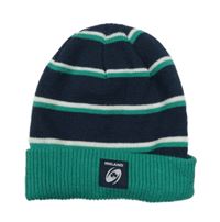 Tmavomodro-zelená pruhovaná čepice s nášivkou DUNNES