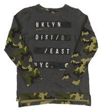 Tmavošedo-khaki triko s army rukávy Y.F.K.