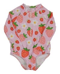 Růžové UV plavky s jahodami Shein