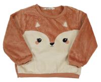 Rezavo-smetanová plyšová mikina s liškou H&M