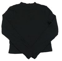 Černé žebrované crop triko Peacocks