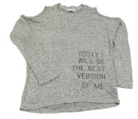 Šedé melírované úpletové triko s nápisem Primark