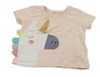 Pudrové tričko s jednorožcem Next