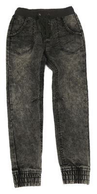 Tmavošedé cuff rifle s úpletovým pasem Yigga