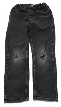 Černé slim fit rifle s dírami H&M