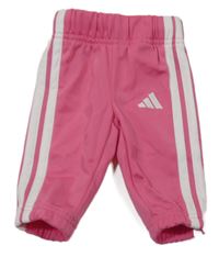 Růžové sportovní tepláky s bílým pruhem a logem Adidas