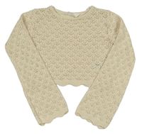 Smetanový perforovaný crop svetr H&M