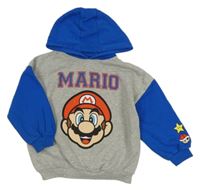 Šedo-modrá mikina s Mariem a kapucí zn. George