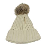 Bílá žebrovaná čepice s bambulí H&M