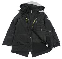 Černá šusťáková zimní bunda s kapucí 