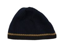 Tmavomodro-hnědo-béžová čepice 