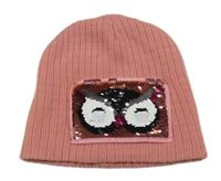 Růžová čepice s obrázkem z flitrů Topolino