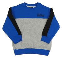 Tmavomodro-šedo-černá mikina s nápisem Matalan