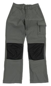 Šedo-černé šusťákové cargo kalhoty 