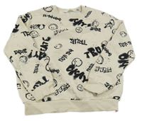 Béžová mikina se smajlíky a nápisy H&M