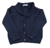 Tmavomodrý vzorovaný propínací svetr Bluezoo