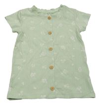 Mintové květované žebrované tričko Topolino